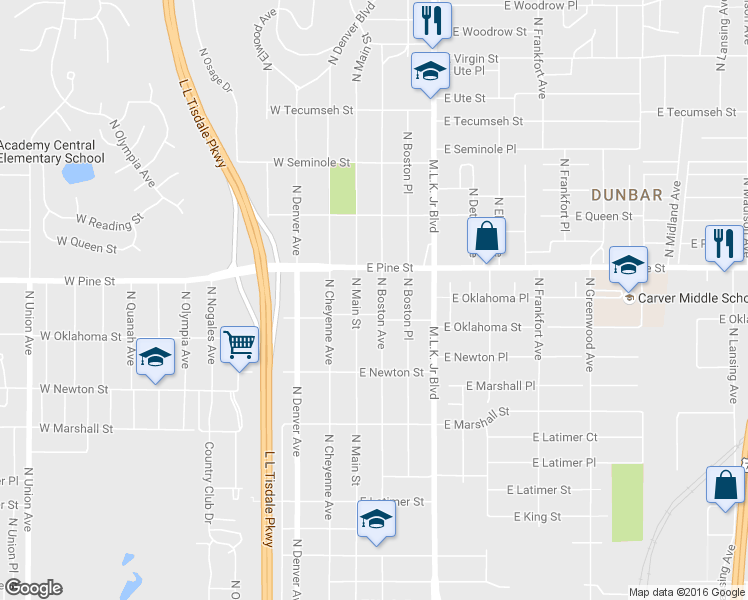 map of restaurants, bars, coffee shops, grocery stores, and more near 1407 North Boston Avenue in Tulsa