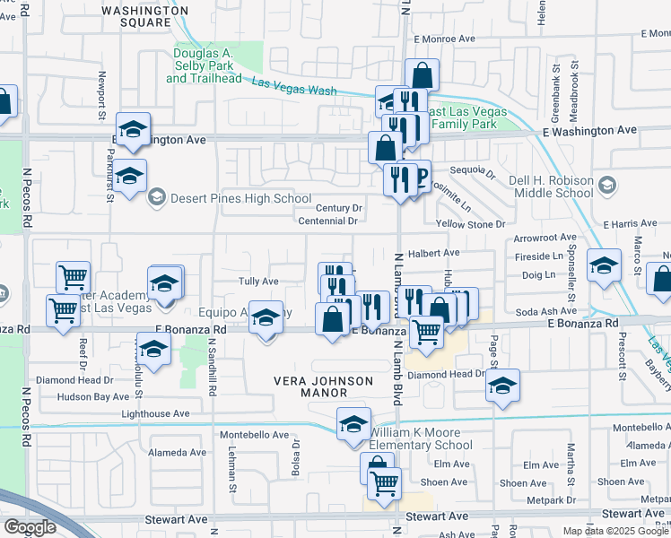 map of restaurants, bars, coffee shops, grocery stores, and more near 4224 Estaban Court in Las Vegas