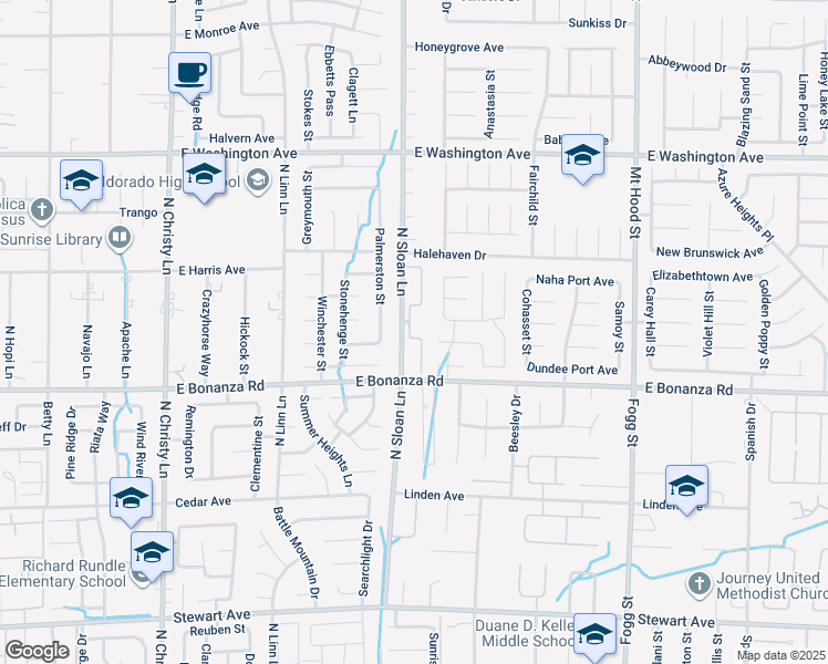 map of restaurants, bars, coffee shops, grocery stores, and more near 900 North Sloan Lane in Las Vegas