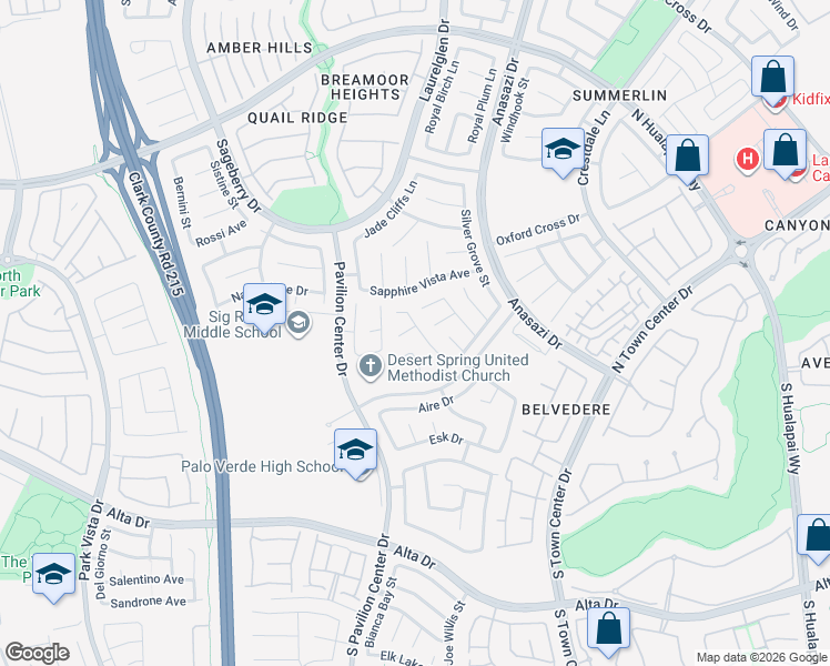 map of restaurants, bars, coffee shops, grocery stores, and more near 132 Clybourn Court in Las Vegas