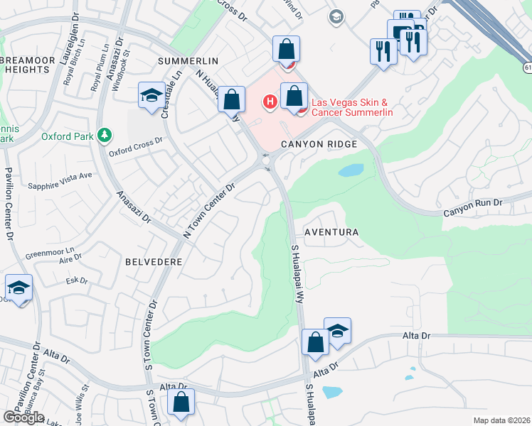 map of restaurants, bars, coffee shops, grocery stores, and more near 308 North Royal Ascot Drive in Las Vegas