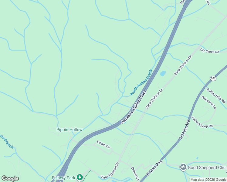 map of restaurants, bars, coffee shops, grocery stores, and more near 301 Mc Inturff Springs Road in Erwin