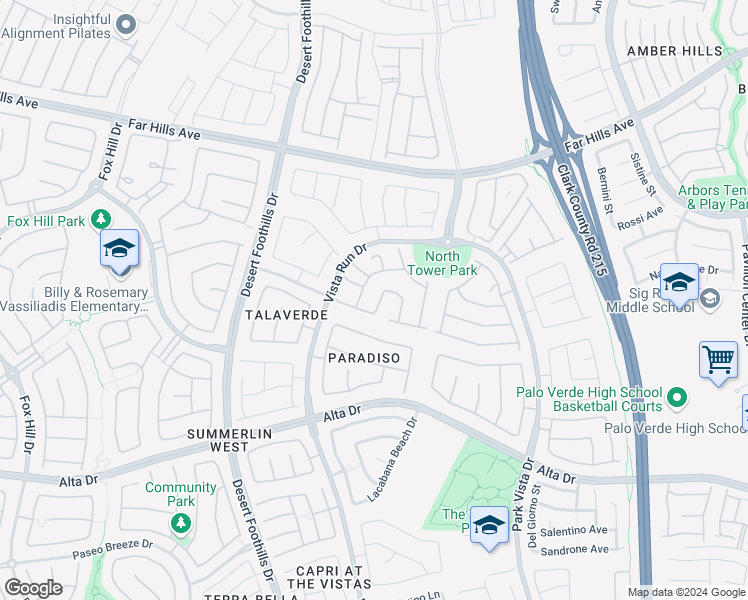 map of restaurants, bars, coffee shops, grocery stores, and more near 217 Tiburtina Avenue in Las Vegas