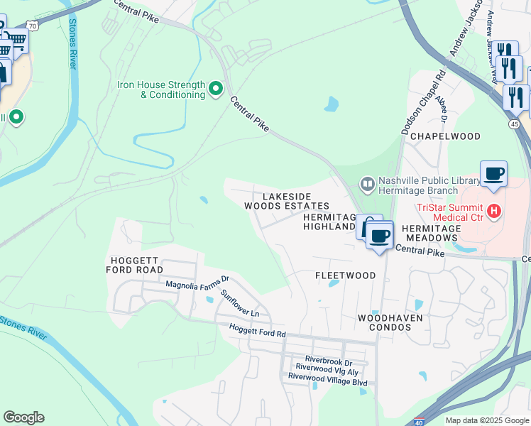 map of restaurants, bars, coffee shops, grocery stores, and more near in Nashville