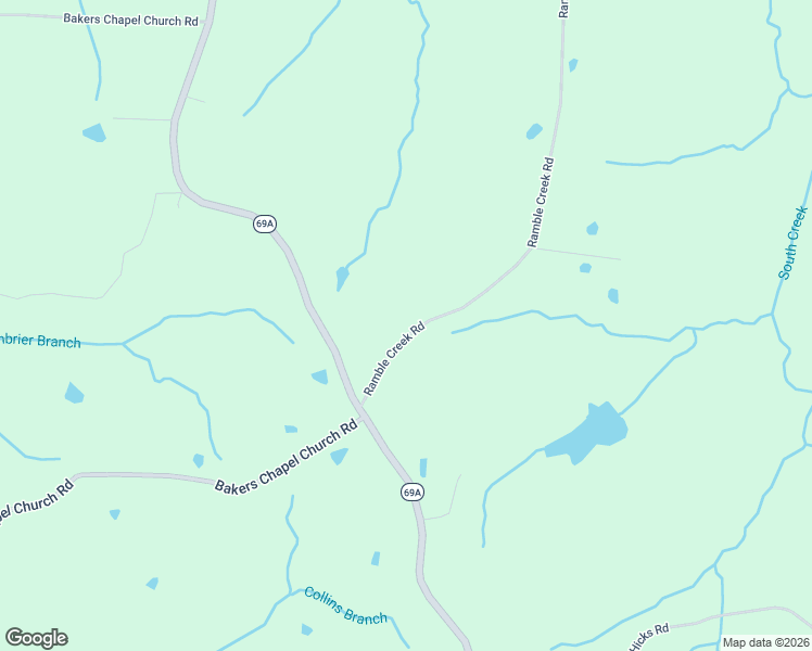 map of restaurants, bars, coffee shops, grocery stores, and more near 205 Ramble Creek Rd in Big Sandy