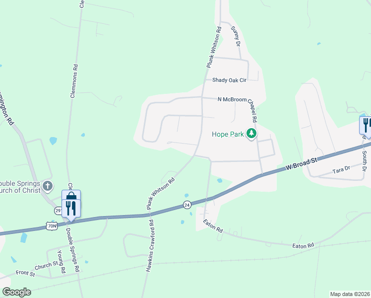 map of restaurants, bars, coffee shops, grocery stores, and more near 620 Savannah Trce in Cookeville