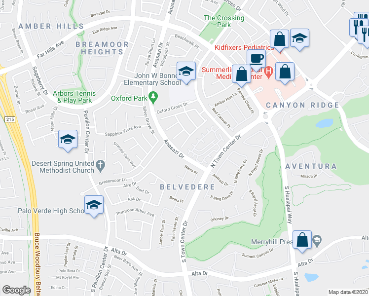 map of restaurants, bars, coffee shops, grocery stores, and more near 10445 Niagara Falls Lane in Las Vegas