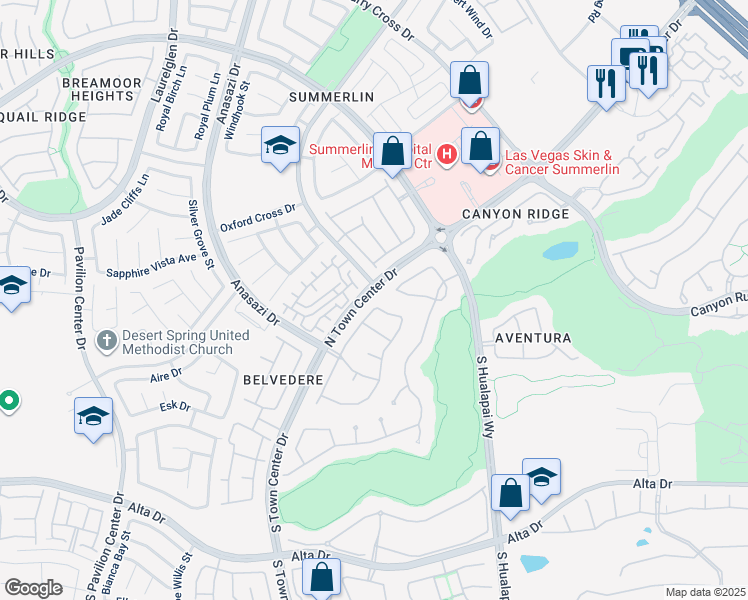 map of restaurants, bars, coffee shops, grocery stores, and more near 229 North Buteo Woods Lane in Las Vegas