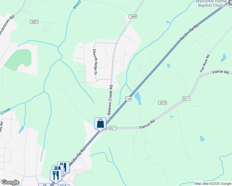 map of restaurants, bars, coffee shops, grocery stores, and more near 5229 Belews Creek Road in Walkertown