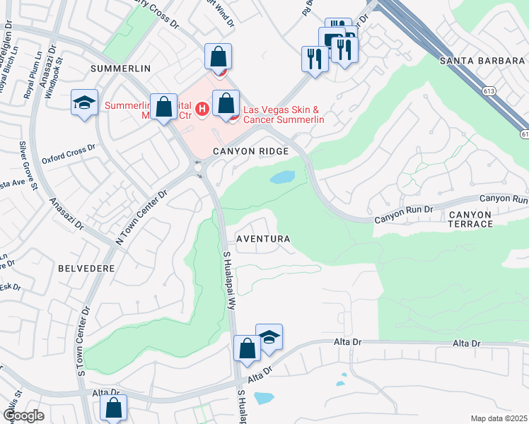 map of restaurants, bars, coffee shops, grocery stores, and more near 9900 Alegria Drive in Las Vegas