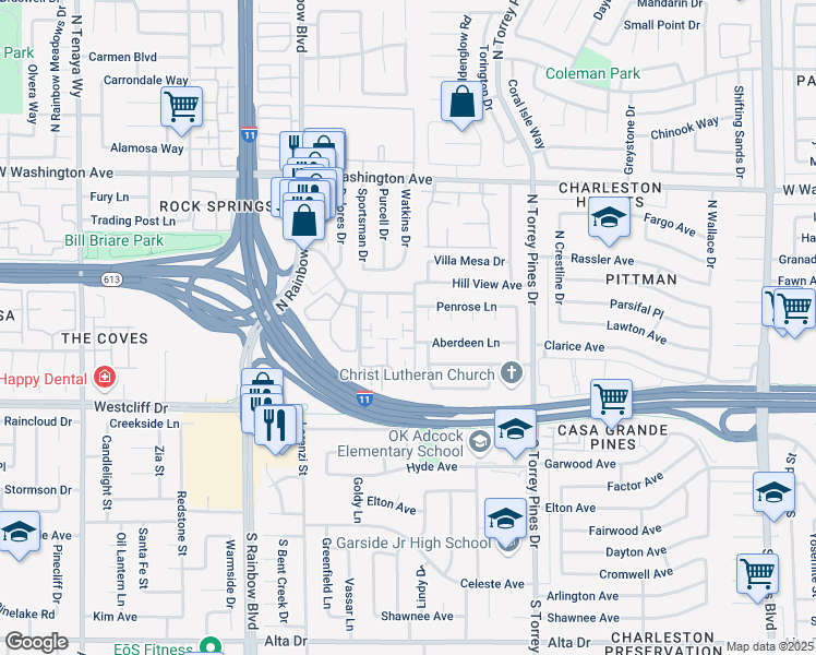 map of restaurants, bars, coffee shops, grocery stores, and more near 313 Talmage in Las Vegas