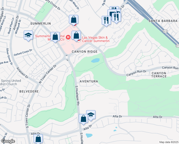 map of restaurants, bars, coffee shops, grocery stores, and more near 9900 Alegria Drive in Las Vegas