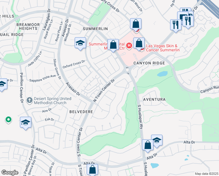 map of restaurants, bars, coffee shops, grocery stores, and more near 405 Grand Augusta Lane in Las Vegas