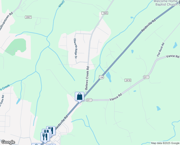 map of restaurants, bars, coffee shops, grocery stores, and more near 5229 Belews Creek Road in Walkertown