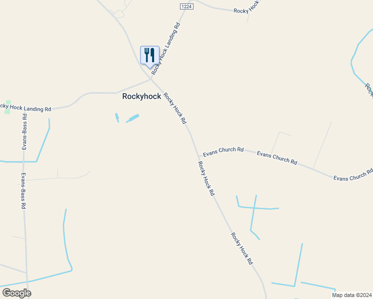 map of restaurants, bars, coffee shops, grocery stores, and more near 2649 Rocky Hock Road in Edenton