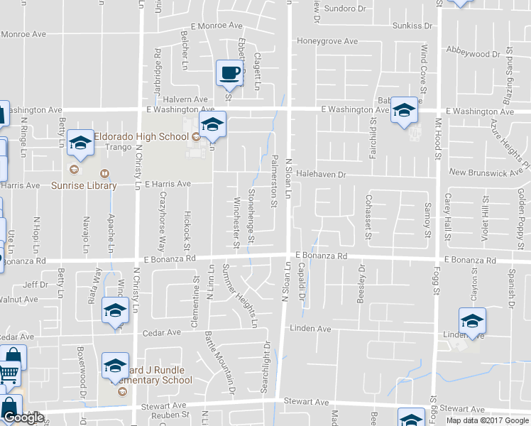 map of restaurants, bars, coffee shops, grocery stores, and more near 5836 Dunedin Court in Las Vegas