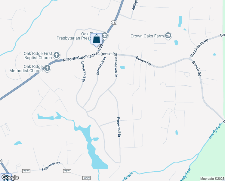 map of restaurants, bars, coffee shops, grocery stores, and more near 7899 Newhaven Dr in Oak Ridge