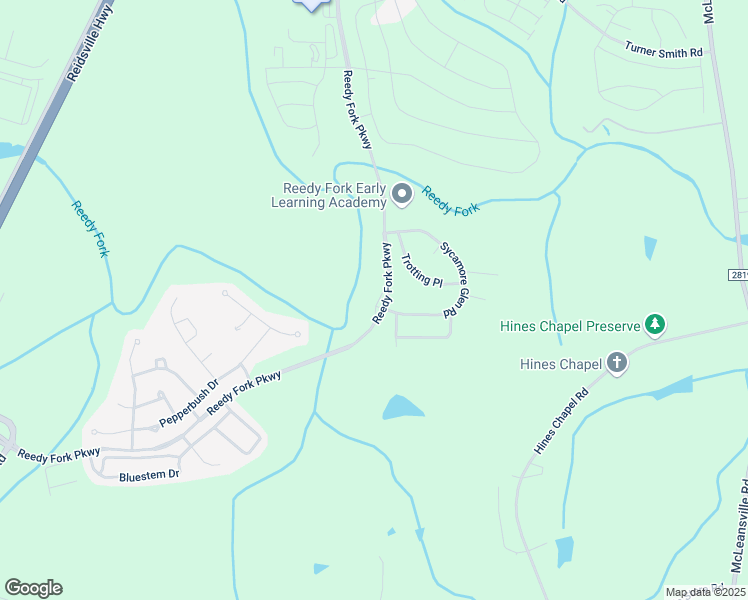 map of restaurants, bars, coffee shops, grocery stores, and more near 4415 Reedy Fork Parkway in Greensboro