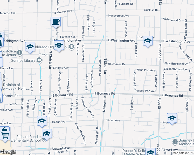 map of restaurants, bars, coffee shops, grocery stores, and more near 5836 Dunedin Court in Las Vegas