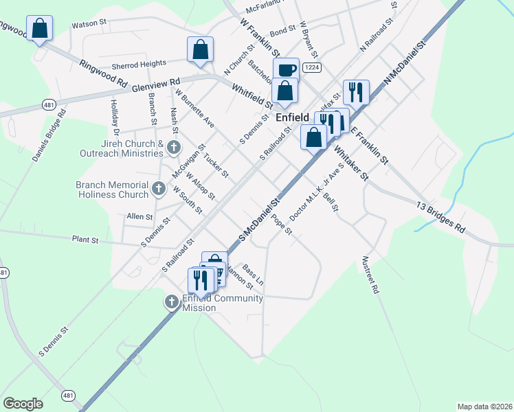 map of restaurants, bars, coffee shops, grocery stores, and more near 139 Weeks Street in Enfield