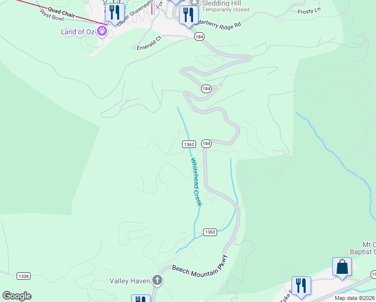 map of restaurants, bars, coffee shops, grocery stores, and more near 230 Gilliam Road in Banner Elk