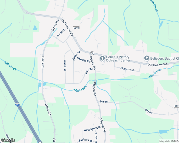 map of restaurants, bars, coffee shops, grocery stores, and more near 5070 Sitka Road in Walkertown