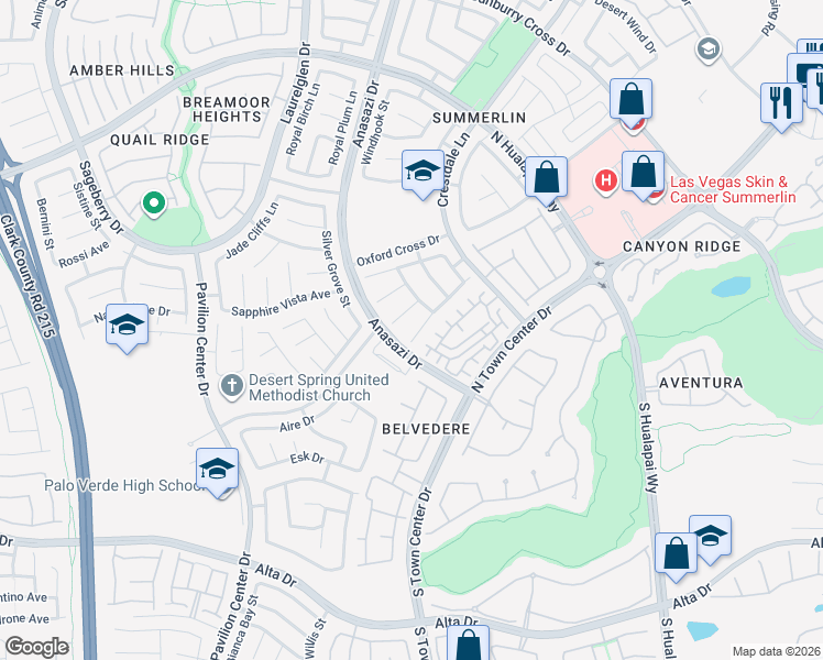 map of restaurants, bars, coffee shops, grocery stores, and more near 401 Madison Taylor Place in Las Vegas