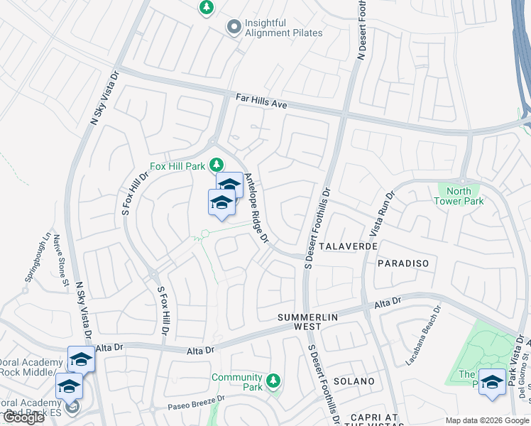 map of restaurants, bars, coffee shops, grocery stores, and more near Castellari Drive in Las Vegas