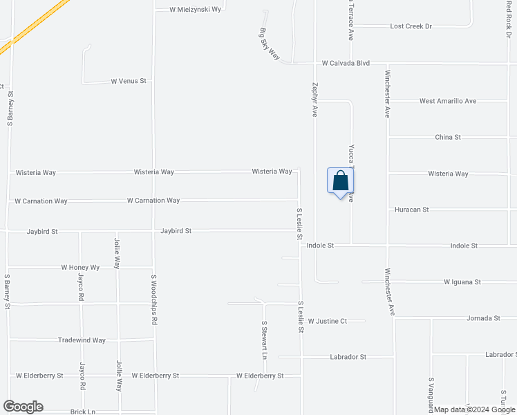map of restaurants, bars, coffee shops, grocery stores, and more near 2141 West Carnation Way in Pahrump