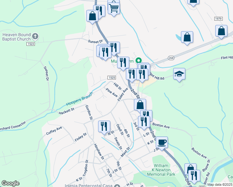 map of restaurants, bars, coffee shops, grocery stores, and more near 502 Pine Avenue in North Wilkesboro