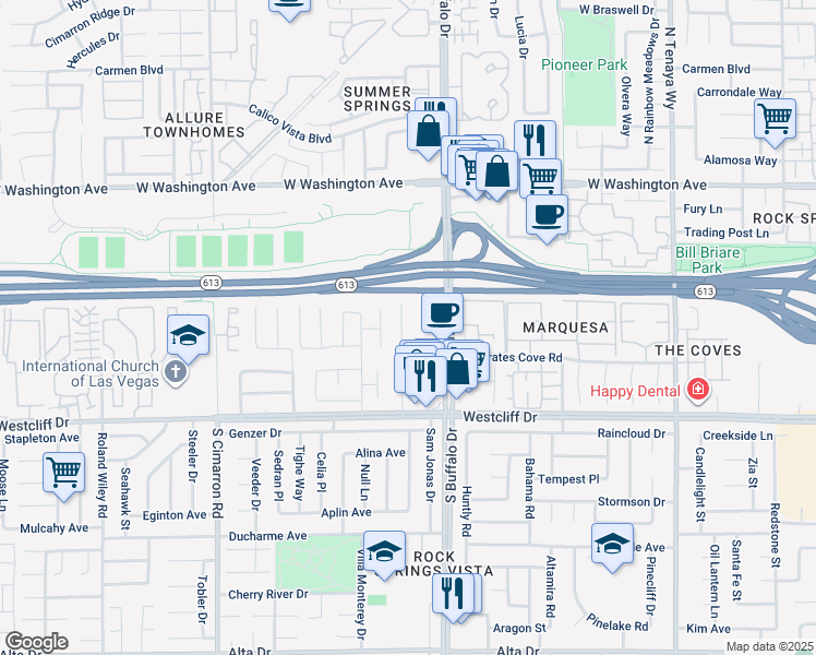 map of restaurants, bars, coffee shops, grocery stores, and more near 400 Clifton Heights Drive in Las Vegas