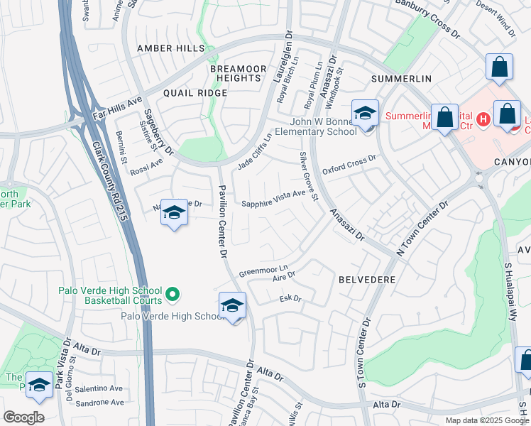 map of restaurants, bars, coffee shops, grocery stores, and more near 316 Emerald Vista Way in Las Vegas