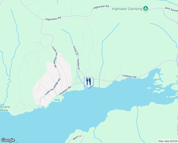 map of restaurants, bars, coffee shops, grocery stores, and more near 102 Highwater Lane in Waverly