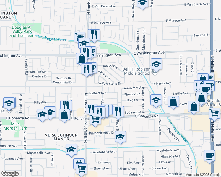 map of restaurants, bars, coffee shops, grocery stores, and more near 736 Concrete Court in Las Vegas