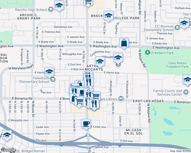 map of restaurants, bars, coffee shops, grocery stores, and more near 728 Aster Lane in Las Vegas