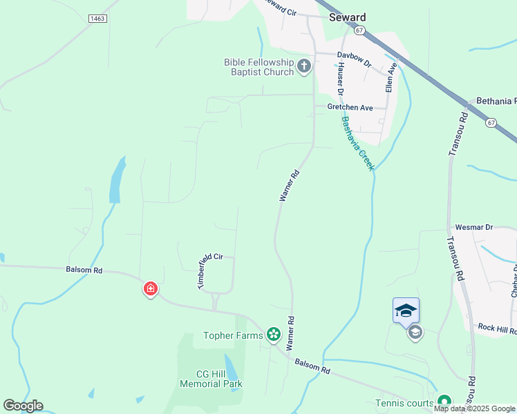 map of restaurants, bars, coffee shops, grocery stores, and more near 4600 Warner Road in Pfafftown