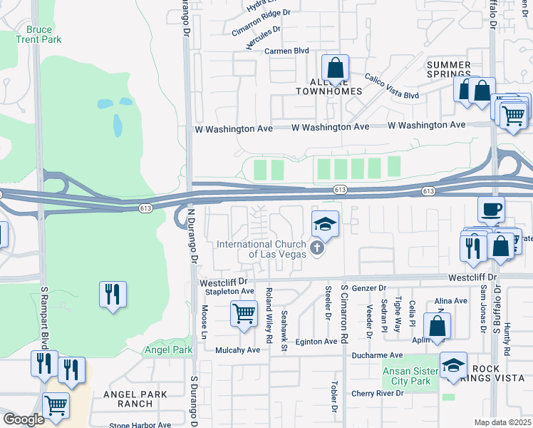 map of restaurants, bars, coffee shops, grocery stores, and more near 8200 Midnight Star Court in Las Vegas