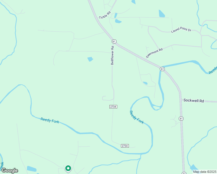 map of restaurants, bars, coffee shops, grocery stores, and more near 6165 Bellflower Road in Gibsonville