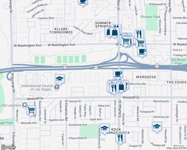 map of restaurants, bars, coffee shops, grocery stores, and more near 404 Beethoven Street in Las Vegas