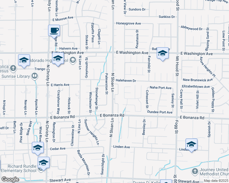 map of restaurants, bars, coffee shops, grocery stores, and more near 940 North Sloan Lane in Las Vegas
