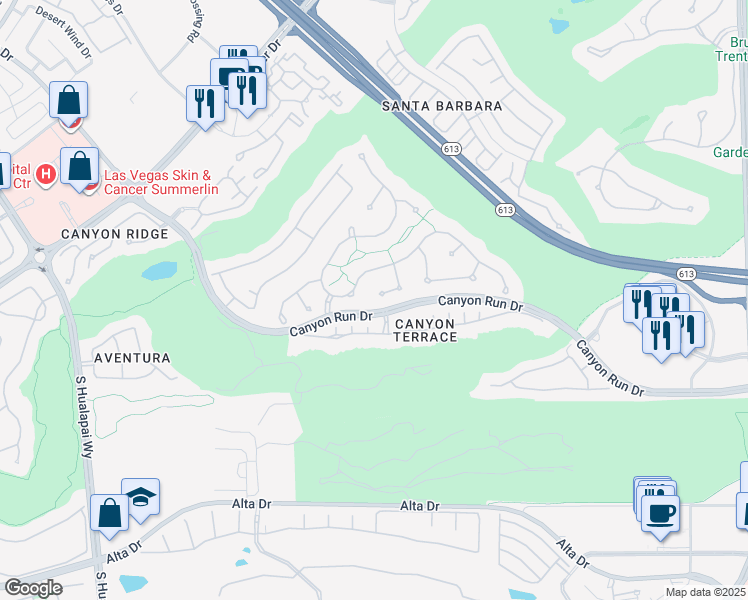 map of restaurants, bars, coffee shops, grocery stores, and more near 400 Saint Andrews Court in Las Vegas