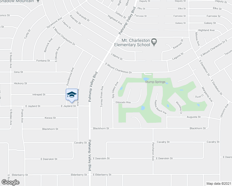 map of restaurants, bars, coffee shops, grocery stores, and more near 2881 Spy Glass Avenue in Pahrump