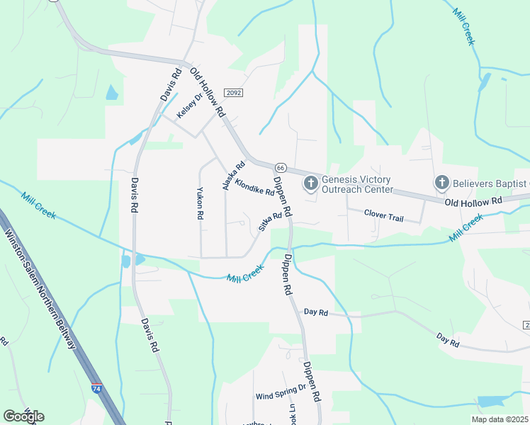map of restaurants, bars, coffee shops, grocery stores, and more near 5077 Sitka Road in Walkertown
