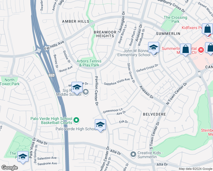 map of restaurants, bars, coffee shops, grocery stores, and more near 10813 Sapphire Vista Avenue in Las Vegas