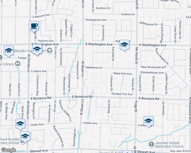 map of restaurants, bars, coffee shops, grocery stores, and more near 6000 Chapel Hill Avenue in Las Vegas