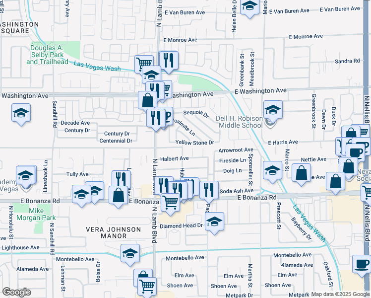 map of restaurants, bars, coffee shops, grocery stores, and more near 740 Hubbard Street in Las Vegas