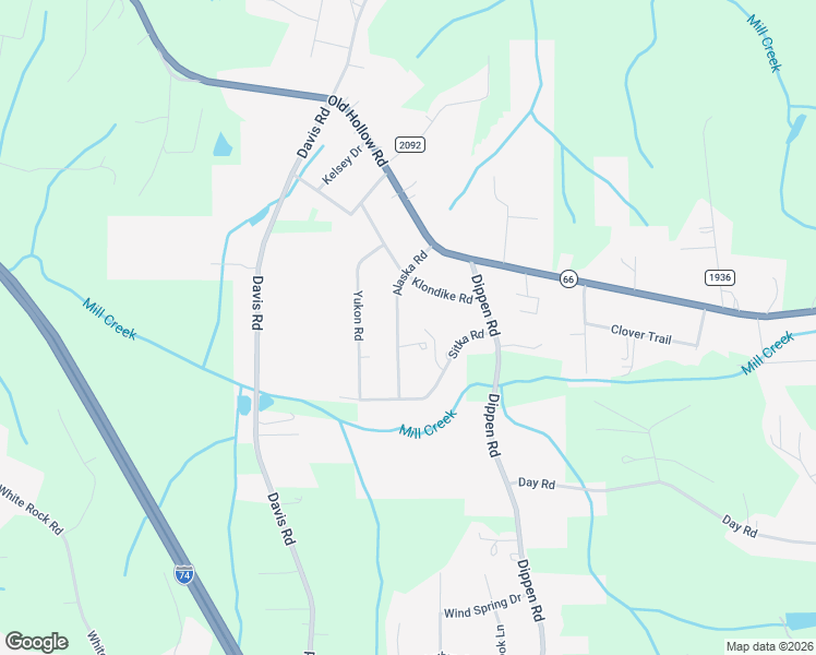 map of restaurants, bars, coffee shops, grocery stores, and more near 5125 Alaska Road in Walkertown