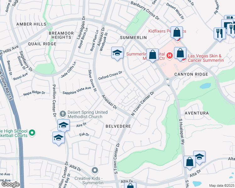 map of restaurants, bars, coffee shops, grocery stores, and more near 401 Madison Taylor Place in Las Vegas