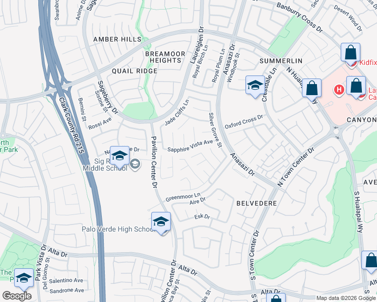 map of restaurants, bars, coffee shops, grocery stores, and more near 10725 Sapphire Vista Avenue in Las Vegas