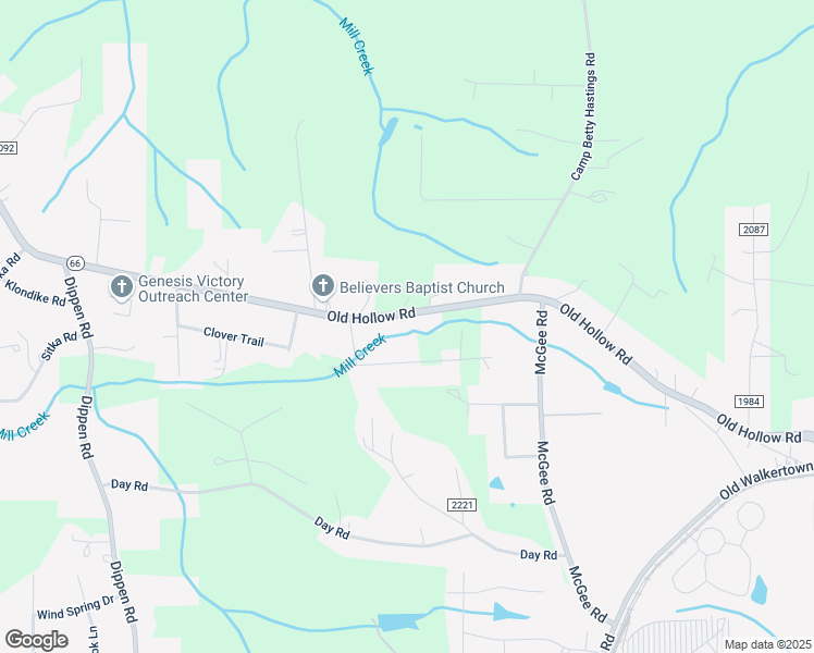 map of restaurants, bars, coffee shops, grocery stores, and more near 2040 Old Hollow Road in Walkertown